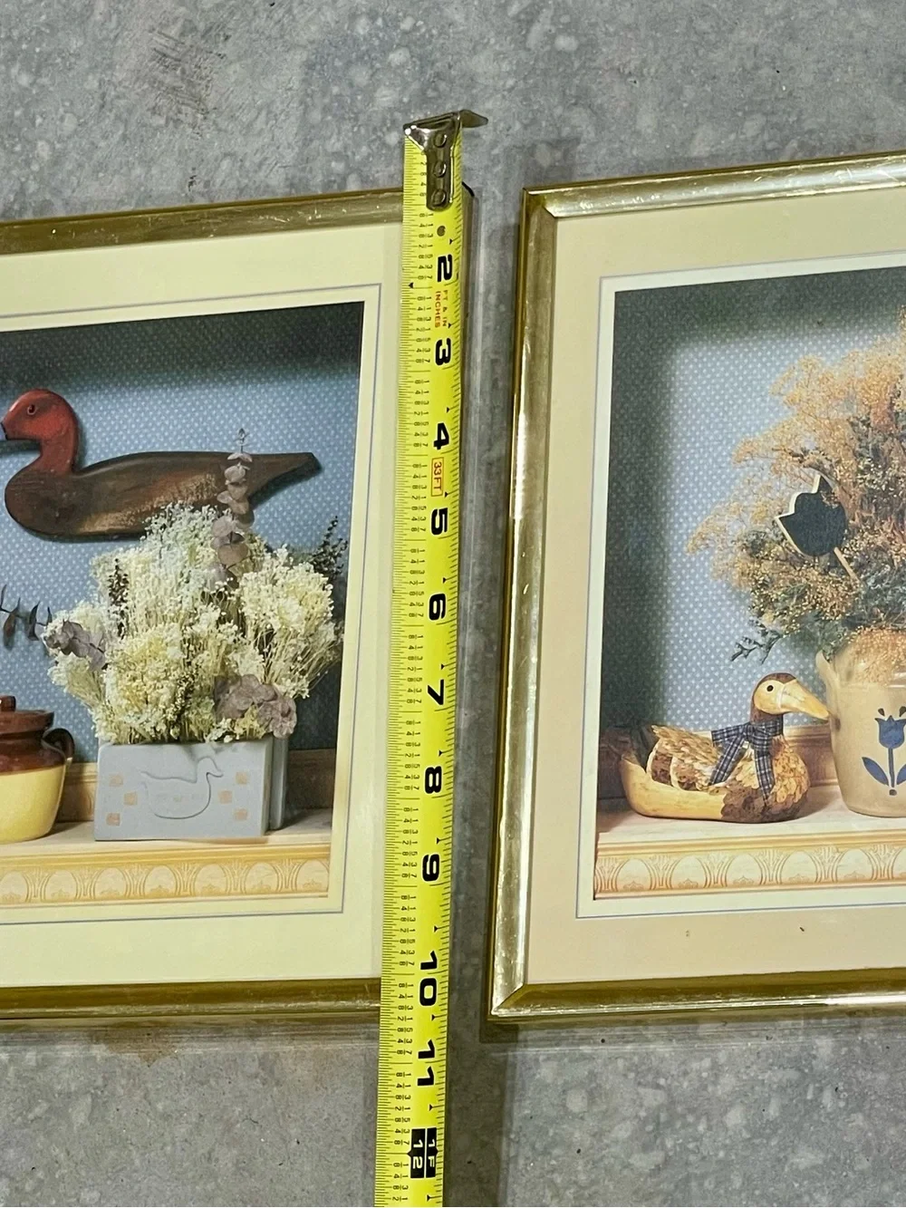 Vintage Gold Framed Duck Botanical Wall Art Pair - Cottagecore Home Accents